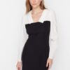 Trendyol Black Body Wrap inggallér Mini szőtt ruha