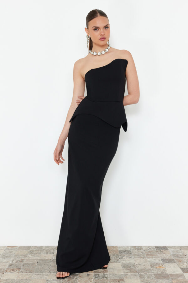 Trendyol Black Body-fitting Woven Long Elegant Evening Dress