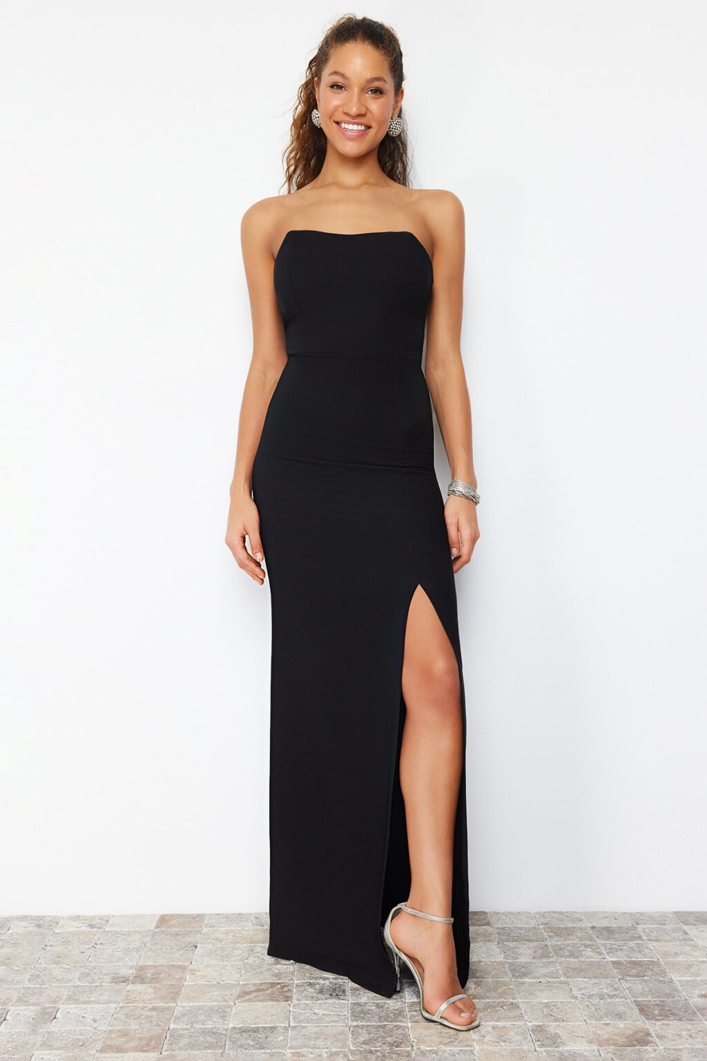 Trendyol Black Body-fitting Woven Long Elegant Evening Dress