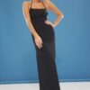 Trendyol Black Bodycon Floral Applique Woven Maxi Evening Dress