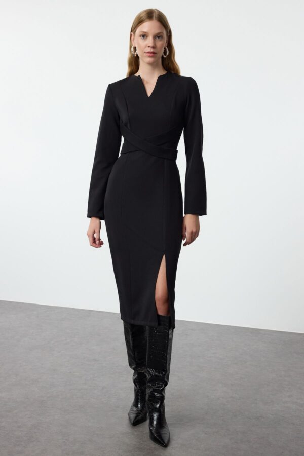 Trendyol Black Bodycon Midi Woven Dress