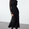 Trendyol Black Bodycon Tulle Knit Dress