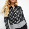 Trendyol Black Boucle Yarn Self Patterned Knitwear Cardigan