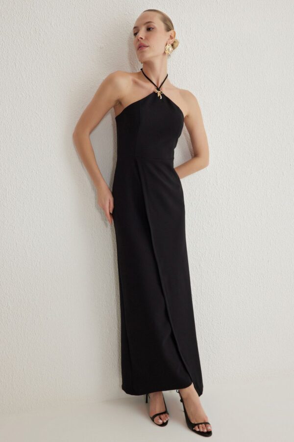 Trendyol Black Bow Accessory Detail Woven Maxi Elegant Evening Dress & Graduation Dress