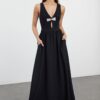 Trendyol Black Bow Detail Woven Elegant Long Evening Dress & Graduation Dress
