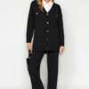 Trendyol Black Buttoned Cardigan-Pants Knitwear Two Piece Set
