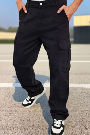 Trendyol Black Cargo Pocket Baggy Trousers