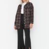 Trendyol Black Checkered Tweed Shirt with Two Pockets