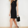 Trendyol Black Collar Detail Crepe Mini Skater/Waist Open Knit Dress