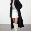 Trendyol Black Collar Detailed Oversize Woolen Coat