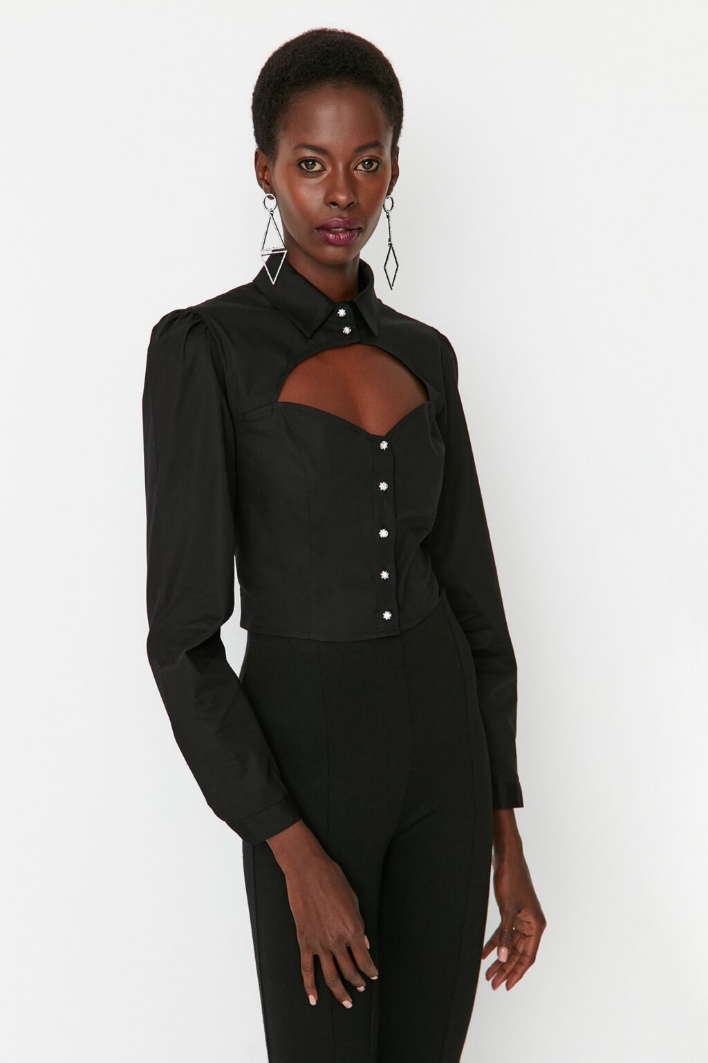 Trendyol Black Collar Detailed Shirt