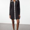 Trendyol Black Color Block Button Detailed Mini Knit Dress