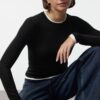 Trendyol Black Color Block Fitted/Body-Smoothing Viscose/Soft Fabric Flexible Knitted Blouse