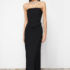Trendyol Black Corset Detailed Woven Long Elegant Evening Dress