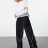 Trendyol Black Cotton Cardigan Stitch Detailed Knitted Sports Sweatpants
