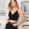 Trendyol Black Cotton Strap V-neck Flexible Knitted Bustier