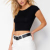 Trendyol Black Crew Neck Moon Sleeve Crop Knitted Blouse