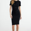 Trendyol Black Crew Neck Ribbed Stretchy Knitted Midi Pencil Dress
