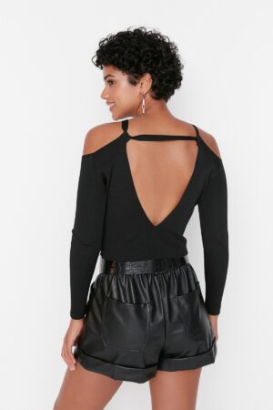 Trendyol Black Crop Back Detail kötöttáru pulóver Trendyol Black Crop Back Detail kötöttáru pulóver