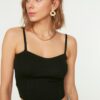 Trendyol Black Crop Bustier Knitted Thin Blouse