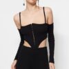 Trendyol Black Crop Knitted Blouse