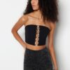 Trendyol Black Crop Lined Woven Bustier with Accessories