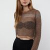 Trendyol Black Crop Transparent Transitional Glittery Knitwear Sweater