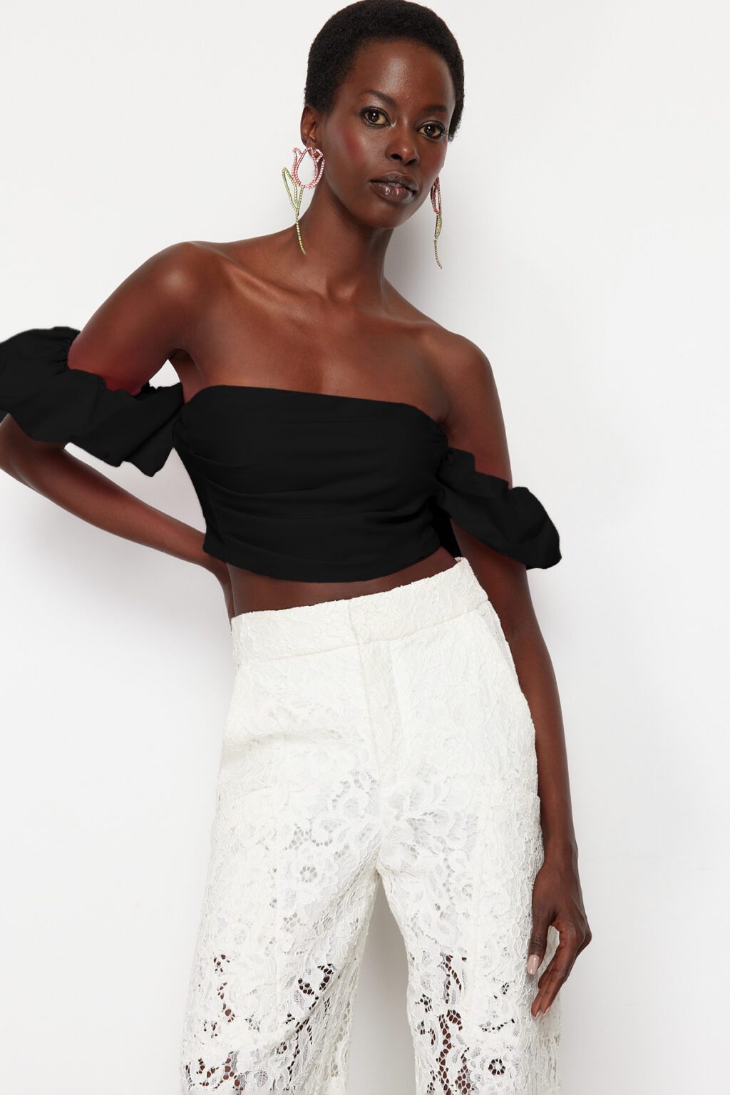 Trendyol Black Crop Woven Bustier