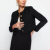 Trendyol Black Crop Woven Tweed Jacket