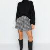 Trendyol Black Crowbar Pattern Woven Short Skirt