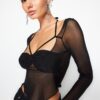 Trendyol Black Cut Out/Window Detailed Tulle Blouse