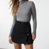 Trendyol Black Double Breasted Plaid Patterned Mini Woven Skirt
