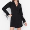 Trendyol Black Double Breasted Woven Dress