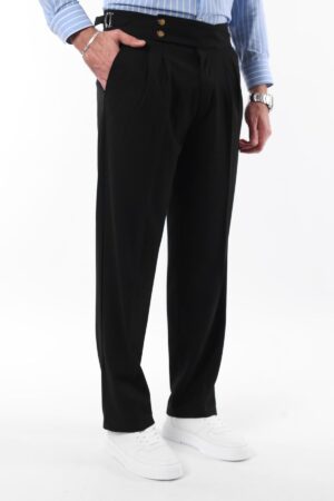 Trendyol Black Double Button Closure Italian Pleated Detailed Woven Fabric Trousers