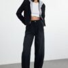 Trendyol Black Elastic Waist High Waist Barrel Baggy Jeans
