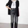 Trendyol Black Faded Effect Vintage High Waist Wide Leg Jeans