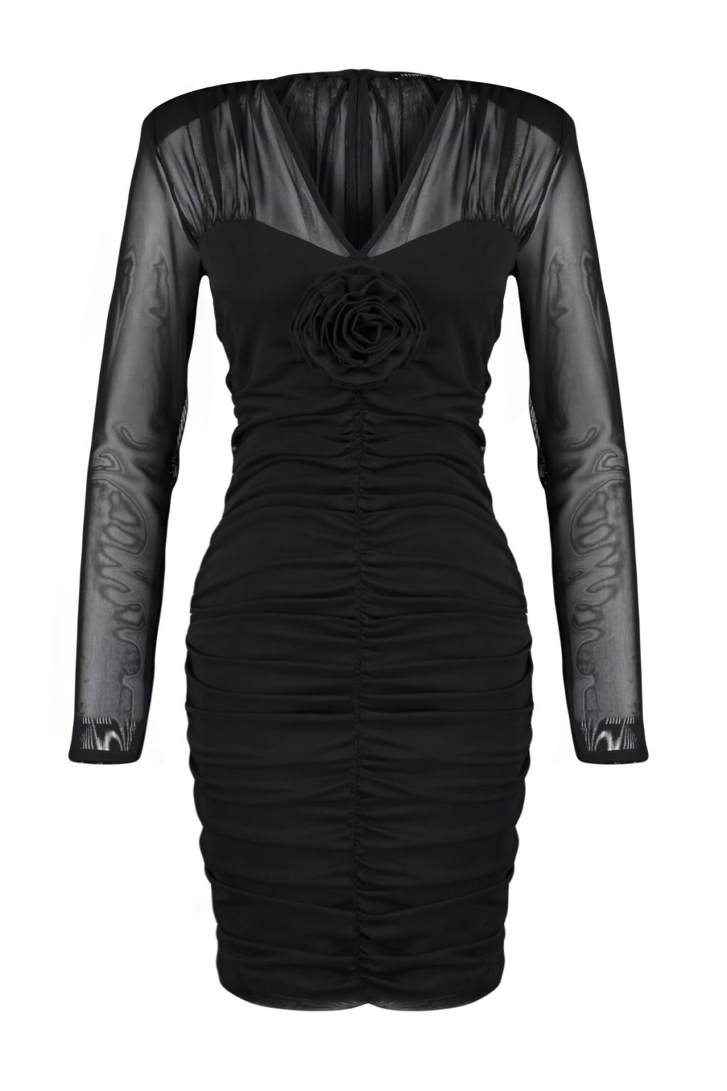 Trendyol Black Fit Rose részletesen kidolgozott tüll elegáns estélyi ruha