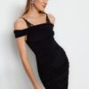 Trendyol Black Fitted Knitted Elegant Evening Dress