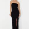 Trendyol Black Fitted Knitted Long Evening Dress