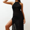 Trendyol Black Fitted Maxi Knitwear Backless Beach Dress