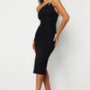 Trendyol Black Fitted Shiny Stone Woven Elegant Evening Dress