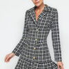 Trendyol Black Flounce Button Detailed Tweed Woven Dress