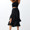 Trendyol Black Flounce Slit Detailed Midi Length Woven Skirt
