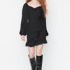 Trendyol Black Flounce szőtt ruha