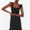 Trendyol Black Flounce szőtt ruha