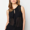 Trendyol Black Flounced Transparent Zero Sleeve Woven Blouse