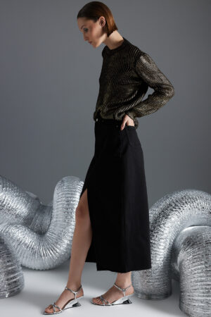Trendyol Black Foil nyomtatott kötöttáru pulóver Trendyol Black Foil nyomtatott kötöttáru pulóver