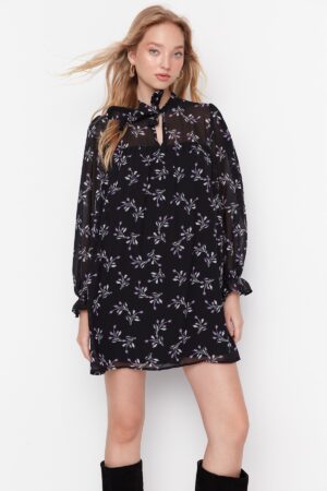Trendyol Black Foulard gallér szövött ruha