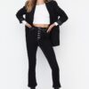 Trendyol Black Front gombolt magas derékú crop Flare farmer