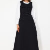 Trendyol Black Gabardine Sash Detailed Sleeveless Woven Gilet Dress
